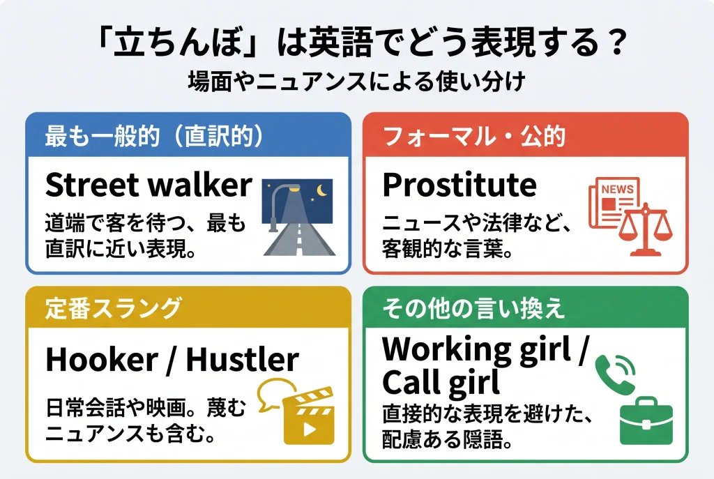 「立ちんぼ」は英語でどう表現する?(代表的な単語・スラング一覧)