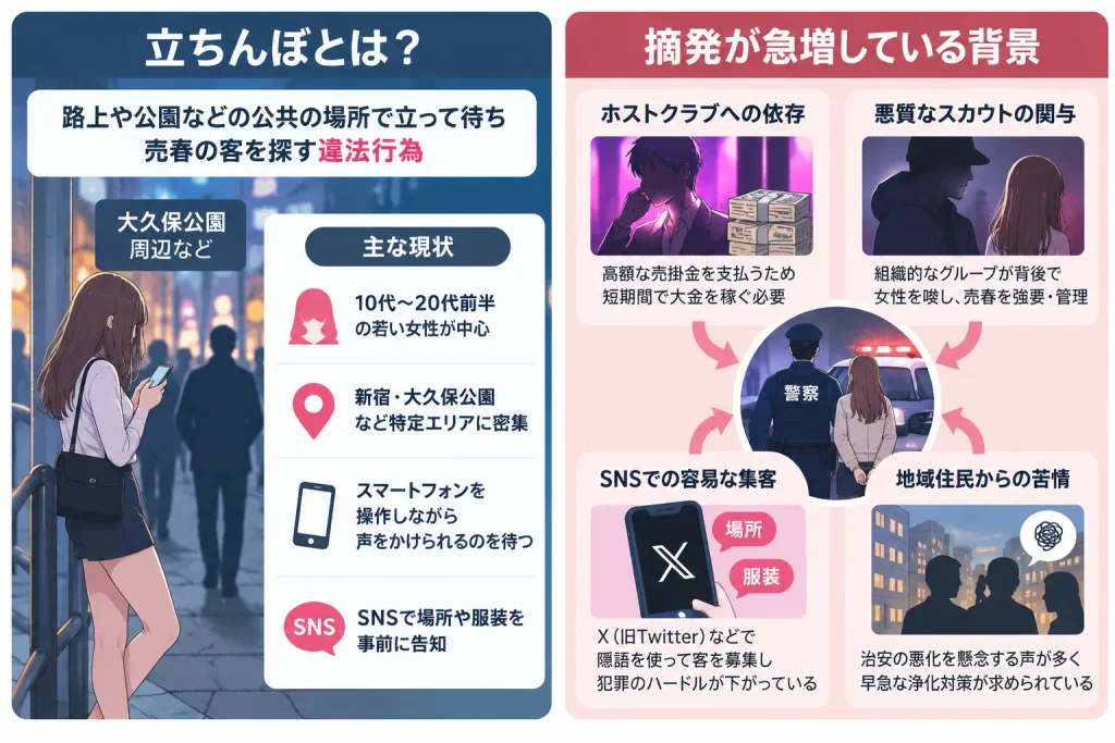 立ちんぼとは?大久保公園などで摘発が急増している背景